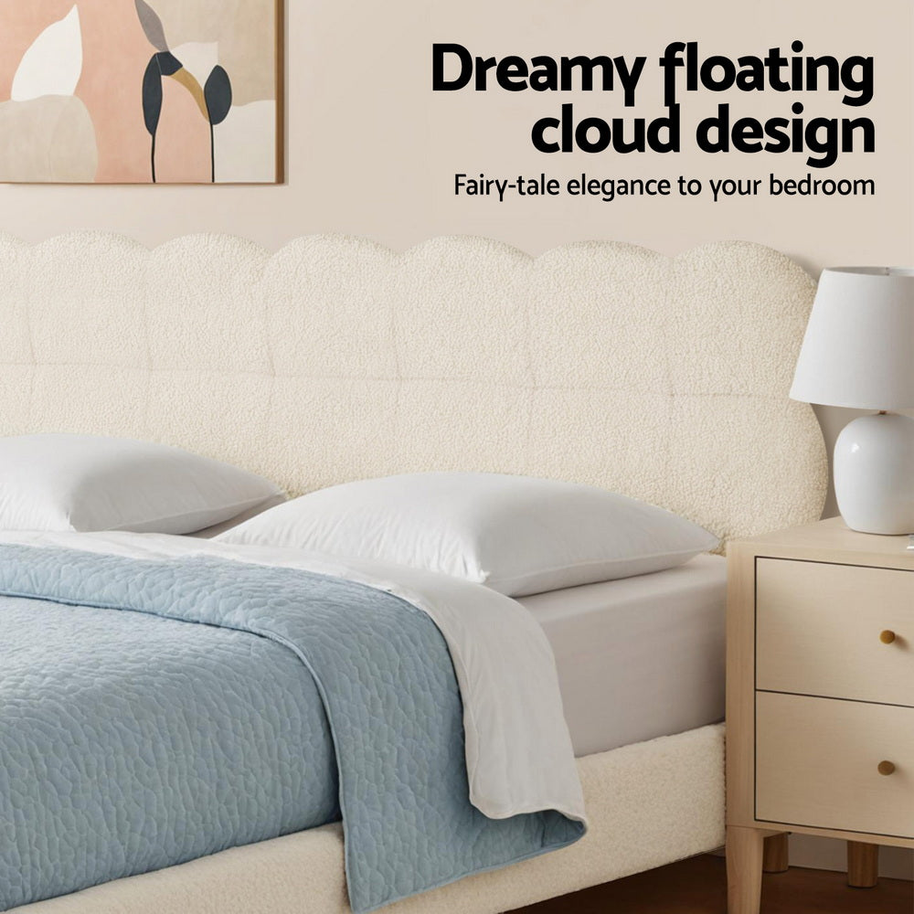 Artiss queen cloud headboard bed frame from foot end — Allure Home Collections