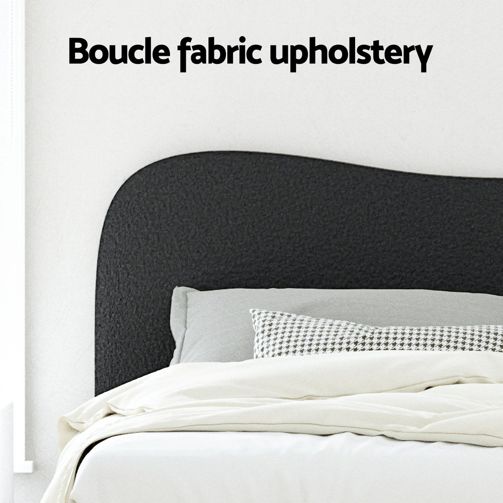 Artiss DARA boucle queen bed frame styled in contemporary bedroom — Allure Home Collections