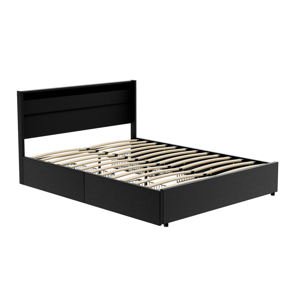 Artiss DUNN queen bed frame from foot end showing full proportions — Allure Home Collections