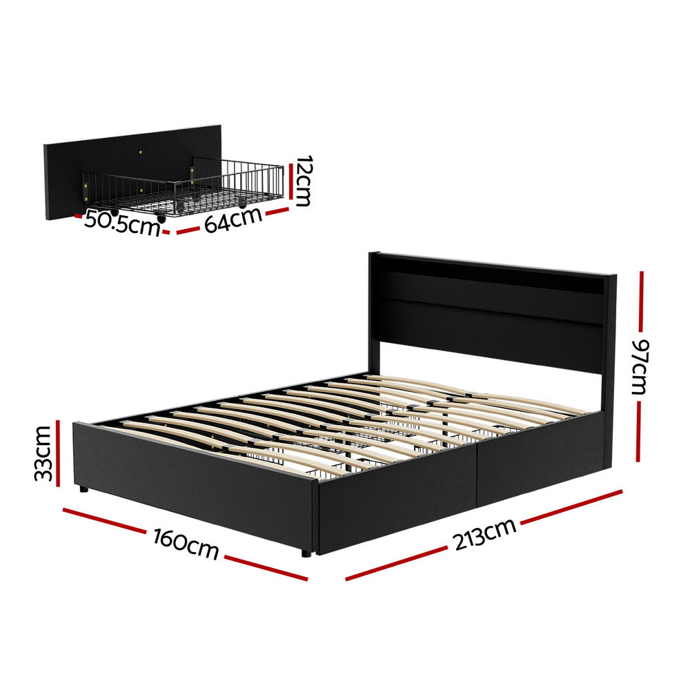 Artiss DUNN bed frame LED lighting detail showing colour modes — Allure Home Collections