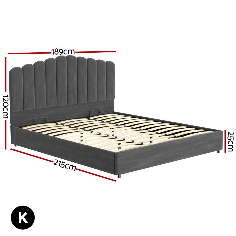 Rimini King Gas Lift Bed Frame, Grey