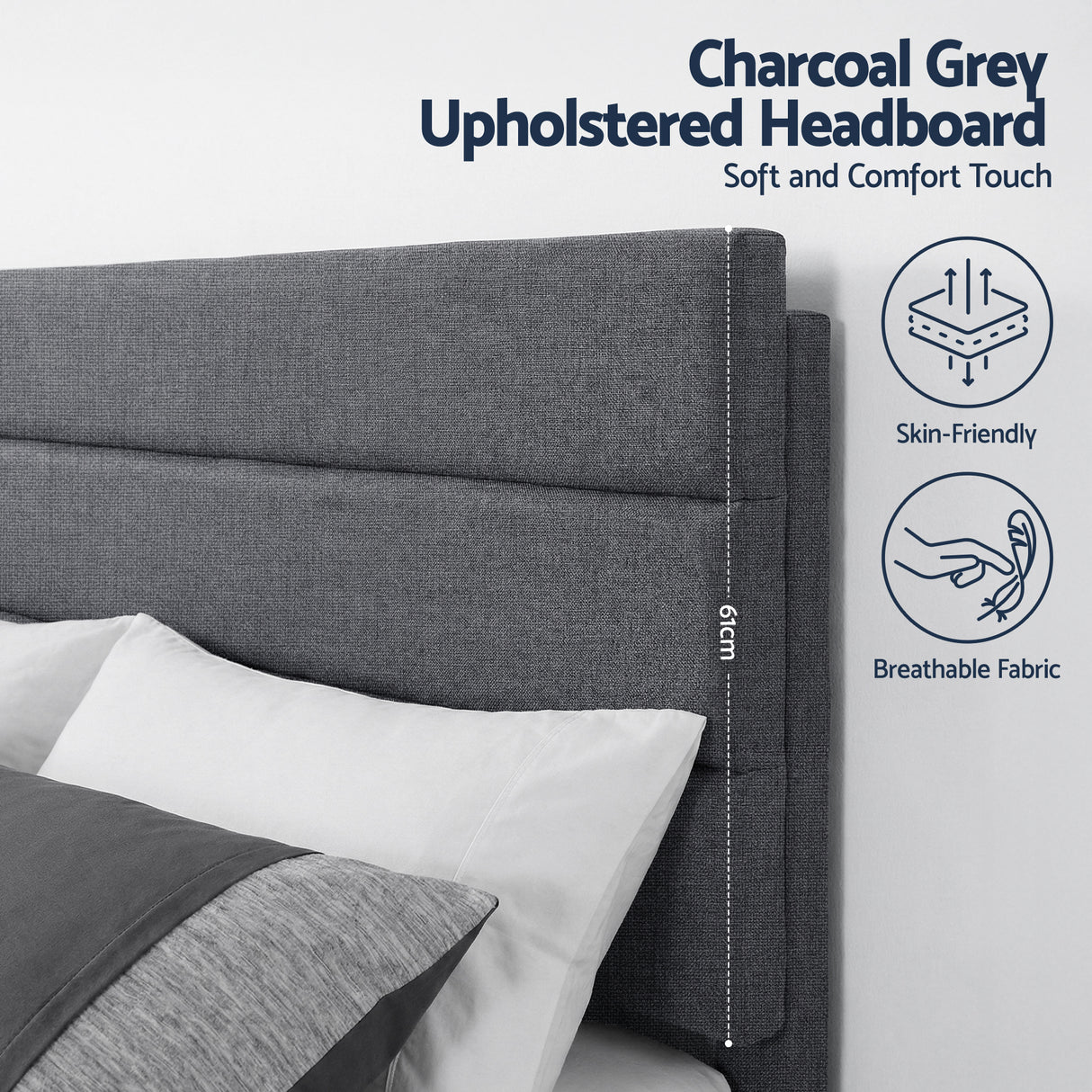 Volterra Double Bed Frame, Charcoal