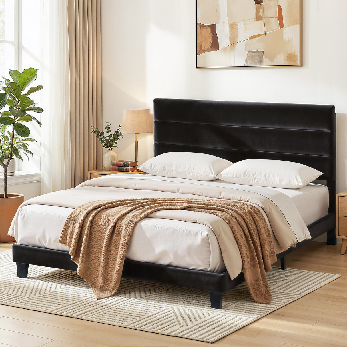 Halton King Bed, Black Velvet
