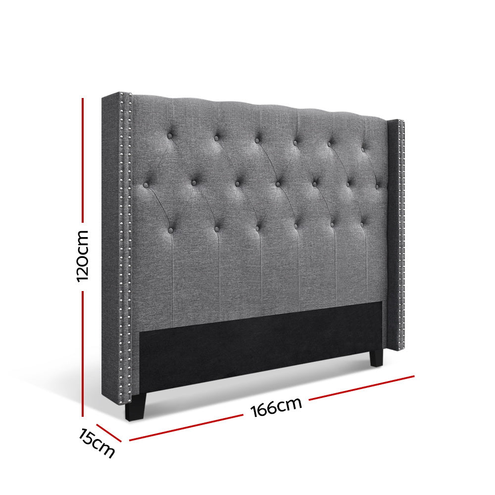Shannons Flat Fabric Bed Head, Grey Queen