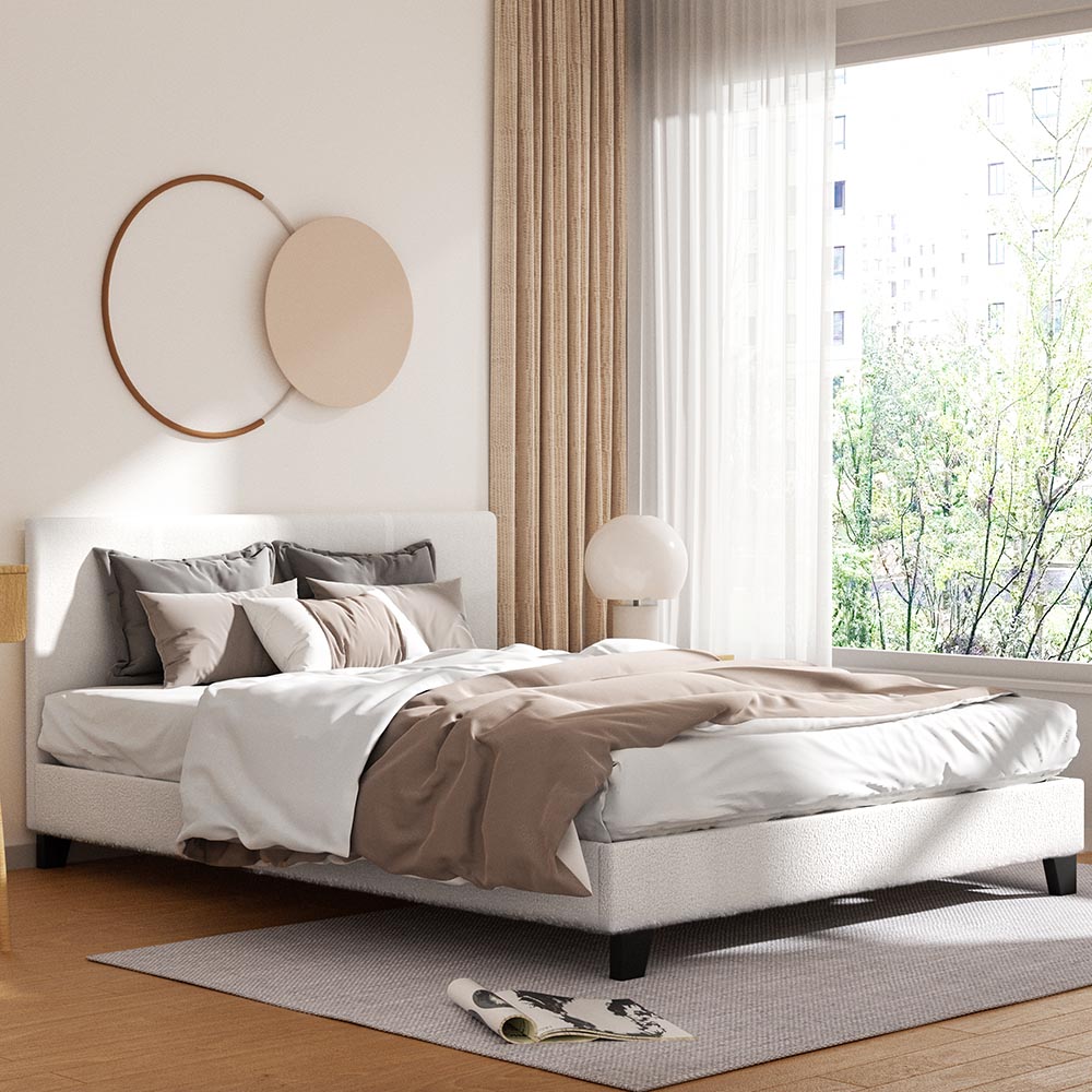 Fiesole White Queen bed frame in a modern bedroom