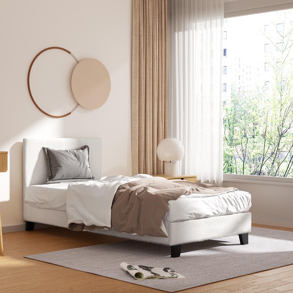 Fiesole White Single bed frame in a modern bedroom