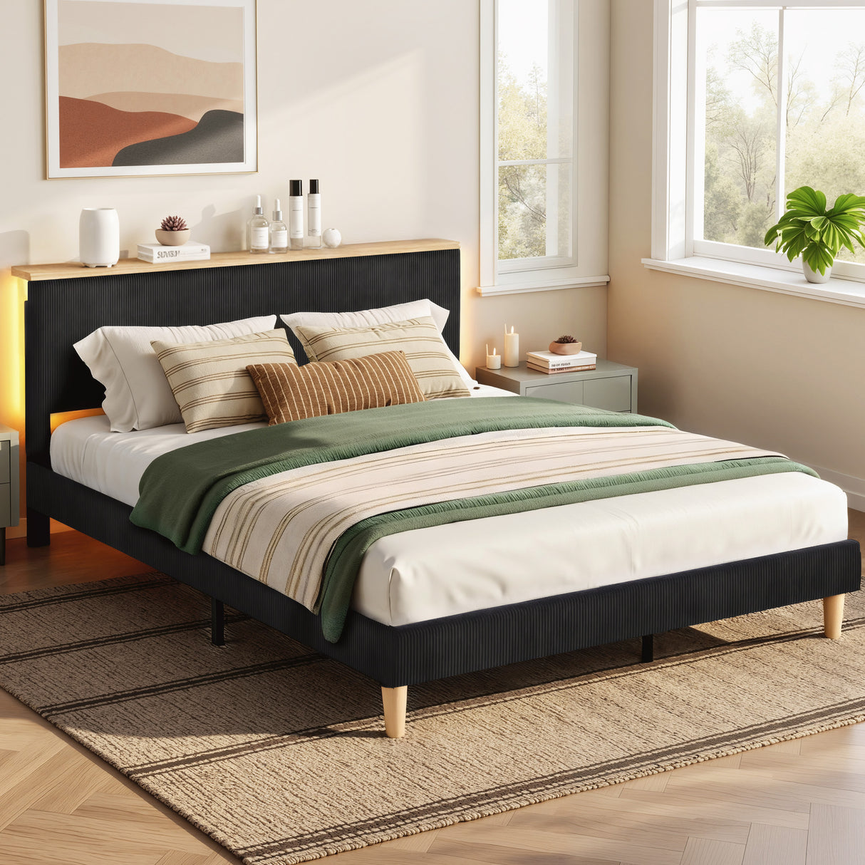 Tamarama Upholstered Bed, Velvet