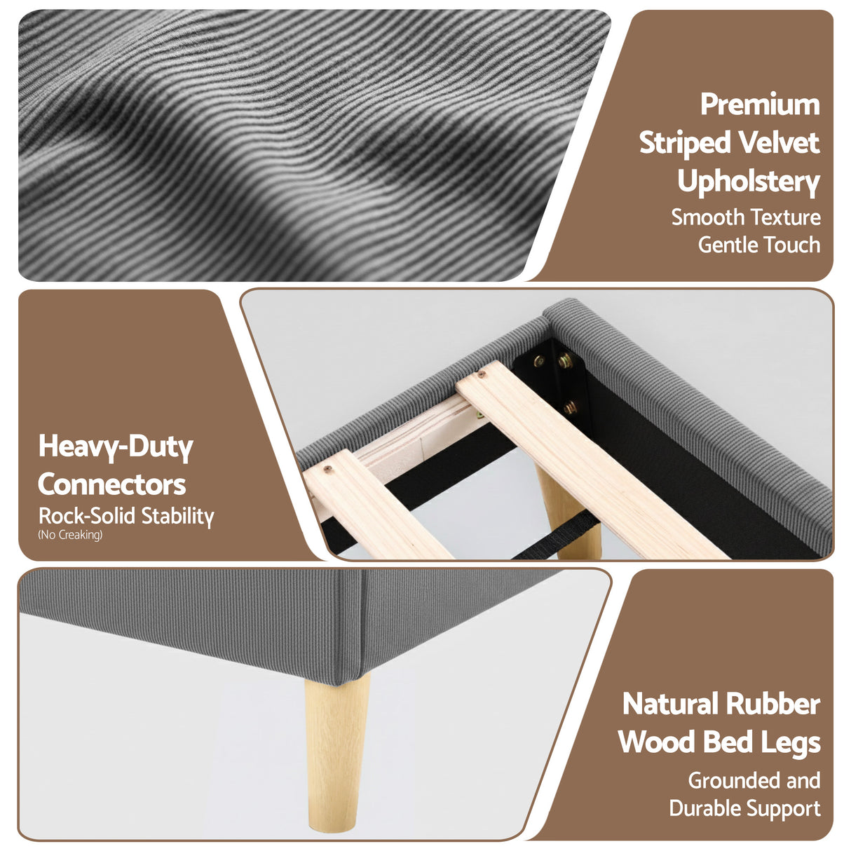 Lyon Queen Upholstered Bed, Grey, view 8