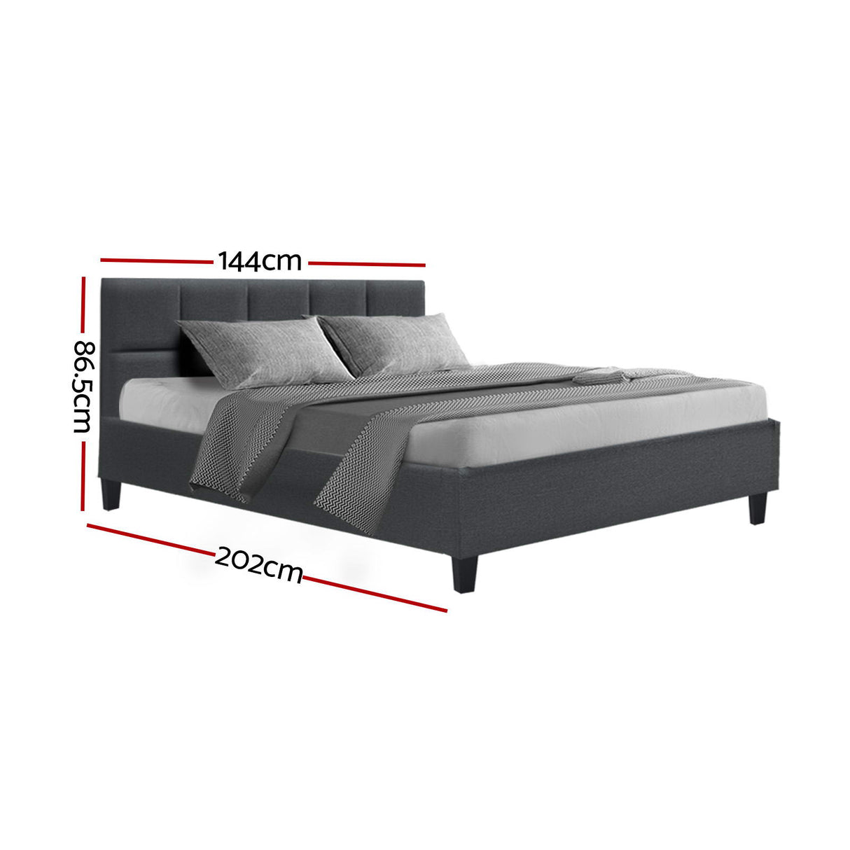 Carrara Double Bed Frame, Charcoal