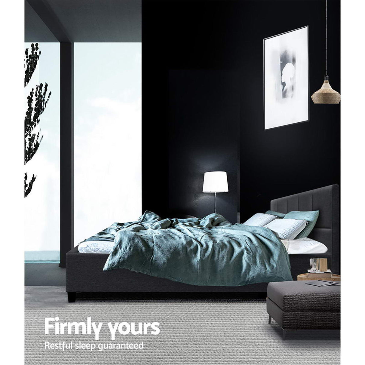 Carrara Double Bed Frame, Charcoal