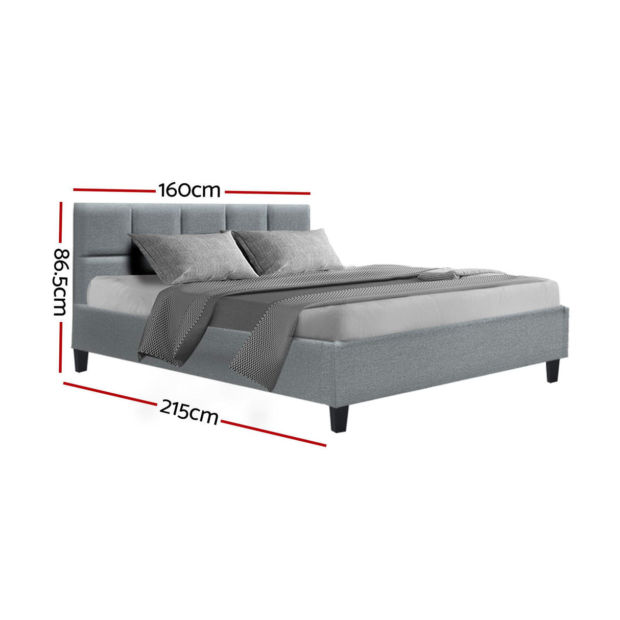 Lecco Queen Bed Frame, Grey