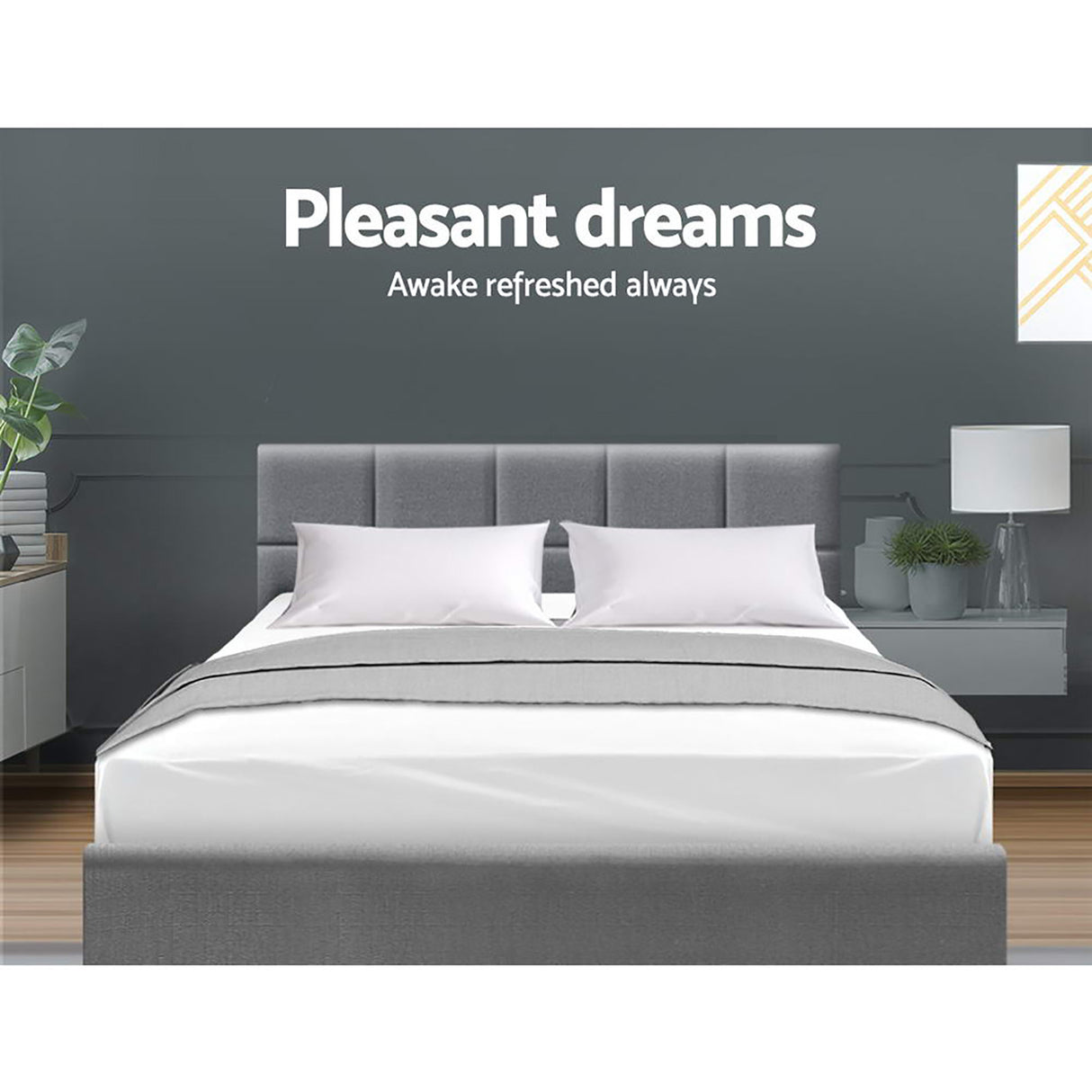 Lecco Queen Bed Frame, Grey