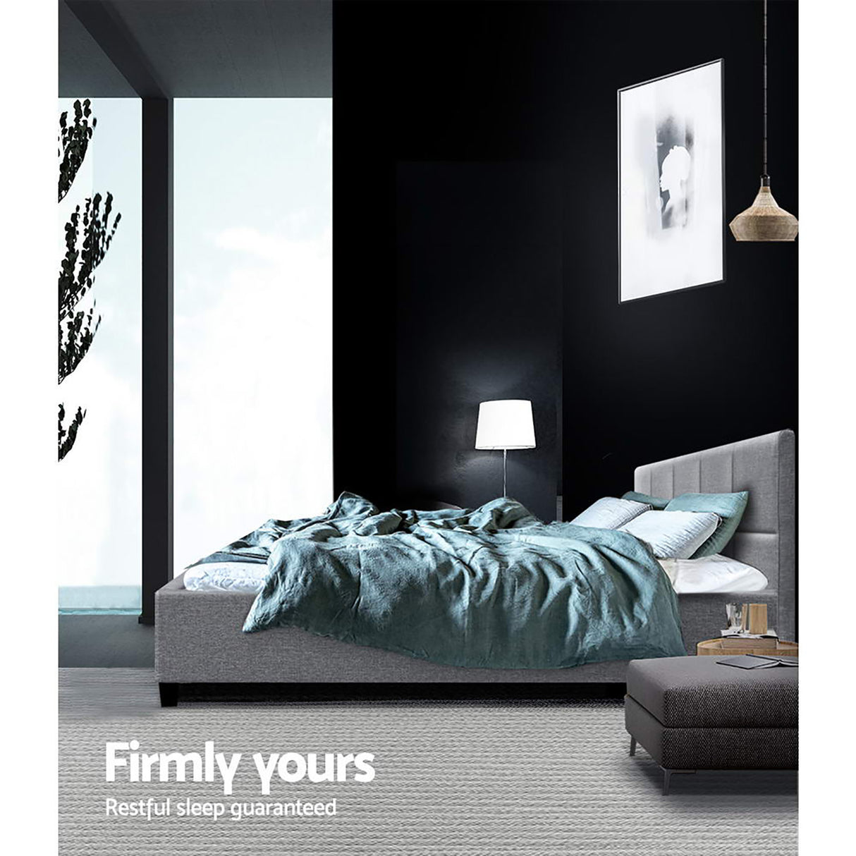 Lecco Queen Bed Frame, Grey