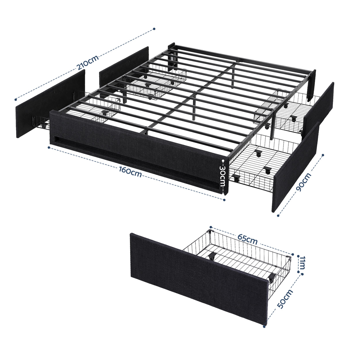 Bellevue Queen Storage Bed, LED, view 2