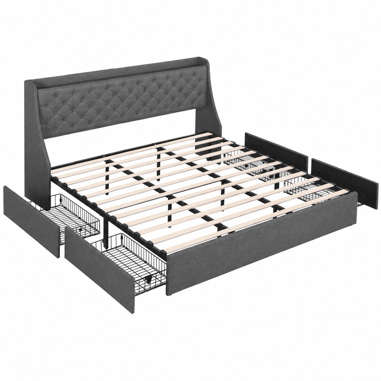 Viareggio King Storage Bed Frame, Charcoal