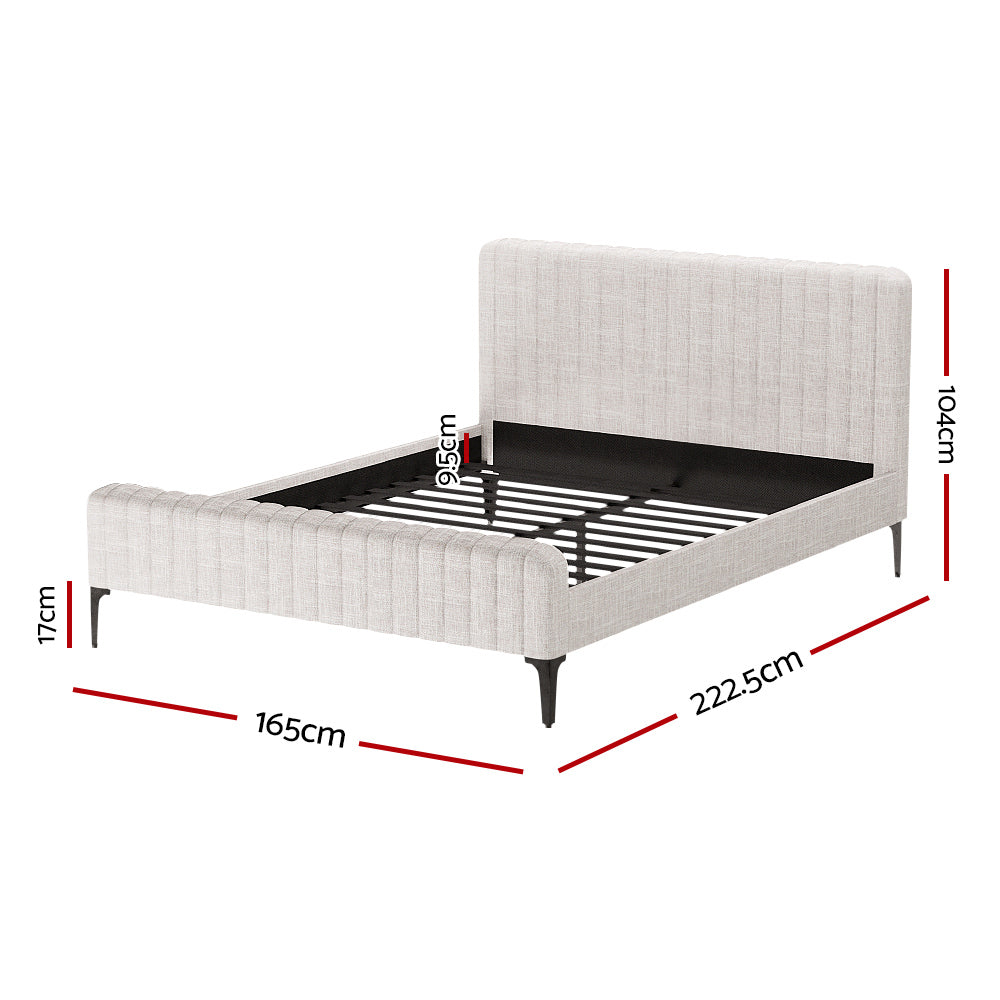 Bibbiena Queen Bed Frame with Mattress, Beige