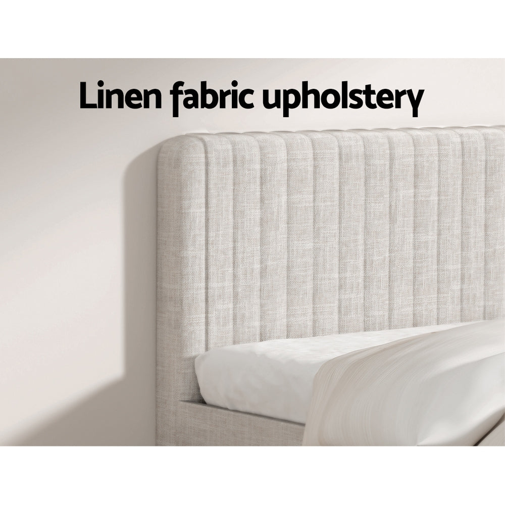 Bibbiena Queen Bed Frame with Mattress, Beige