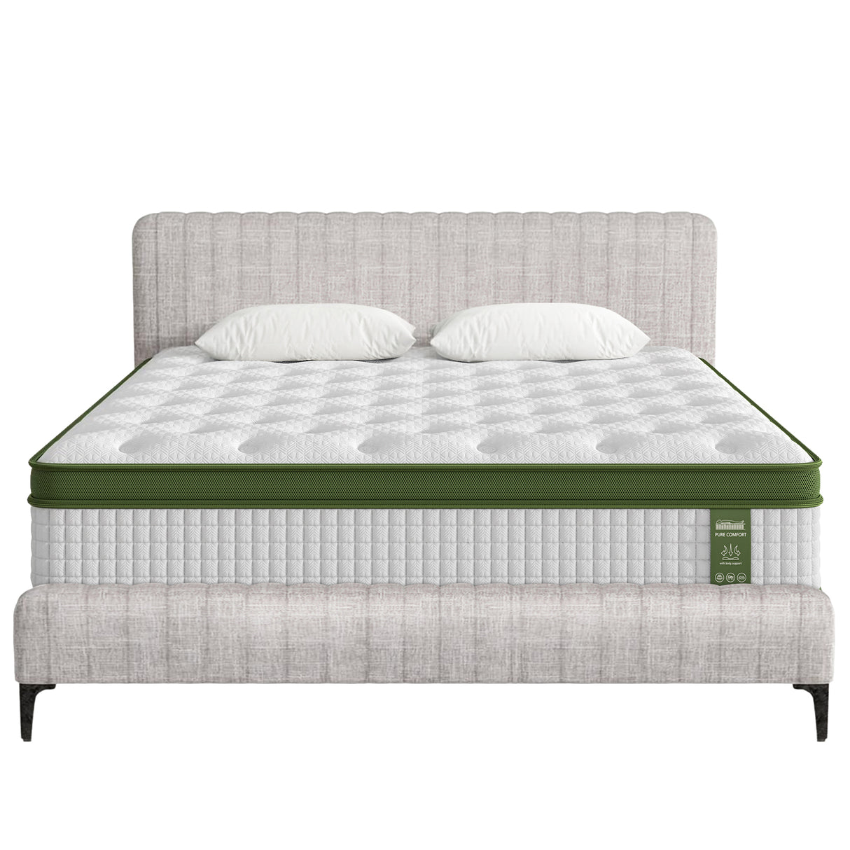 Bibbiena Queen Bed Frame with Mattress, Beige