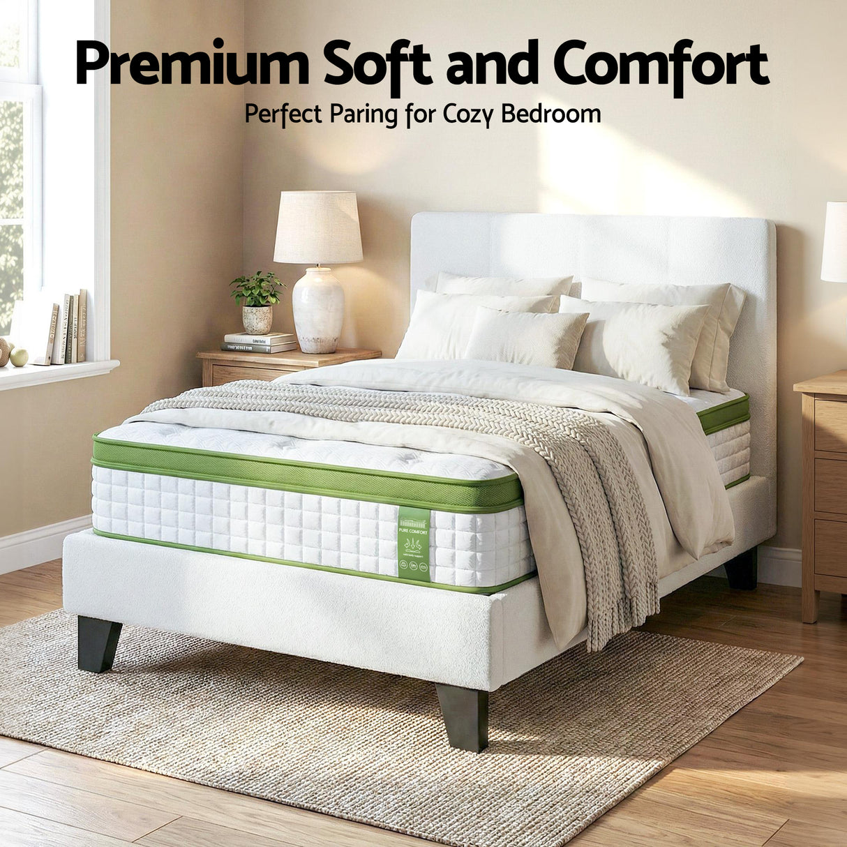 Tivoli Single Bed with Mattress, Boucle, view 4