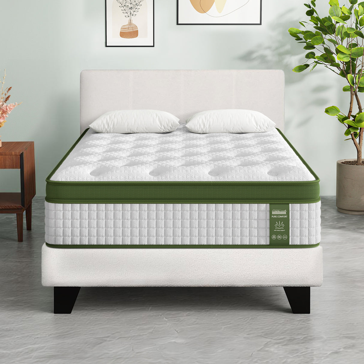 Barga White Single bed frame in a modern bedroom