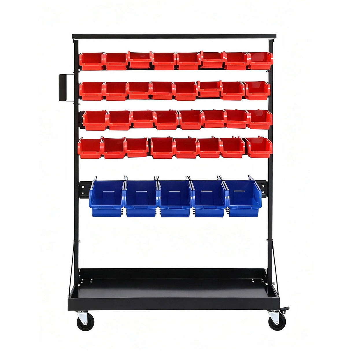 74 Bin Double Sided Mobile Parts Storage Rack removable bins