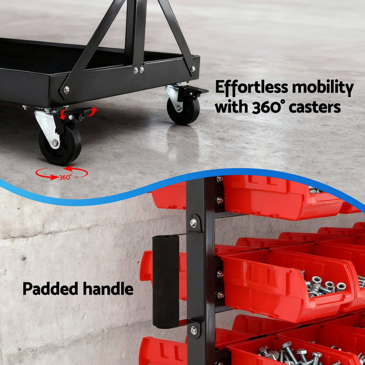 74 Bin Double Sided Mobile Parts Storage Rack dimensions