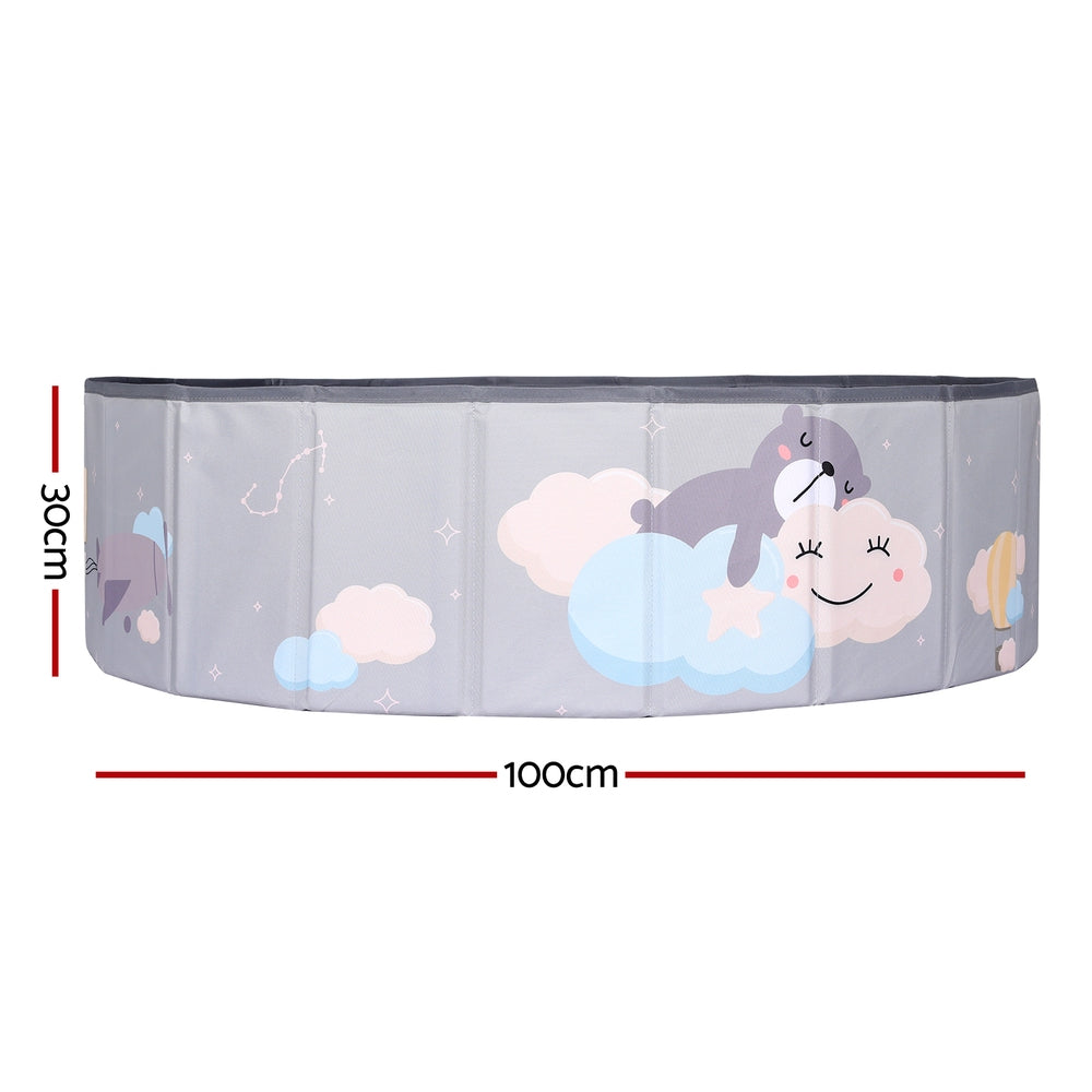 Grey kids ball pit pool with soft padded walls