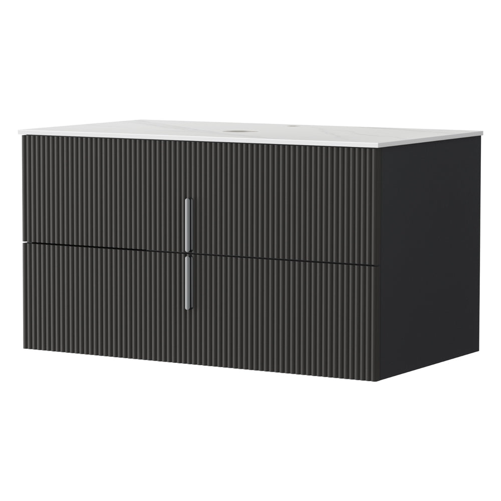 Naracoorte 900mm Wall Hung Bathroom Vanity Unit, Black