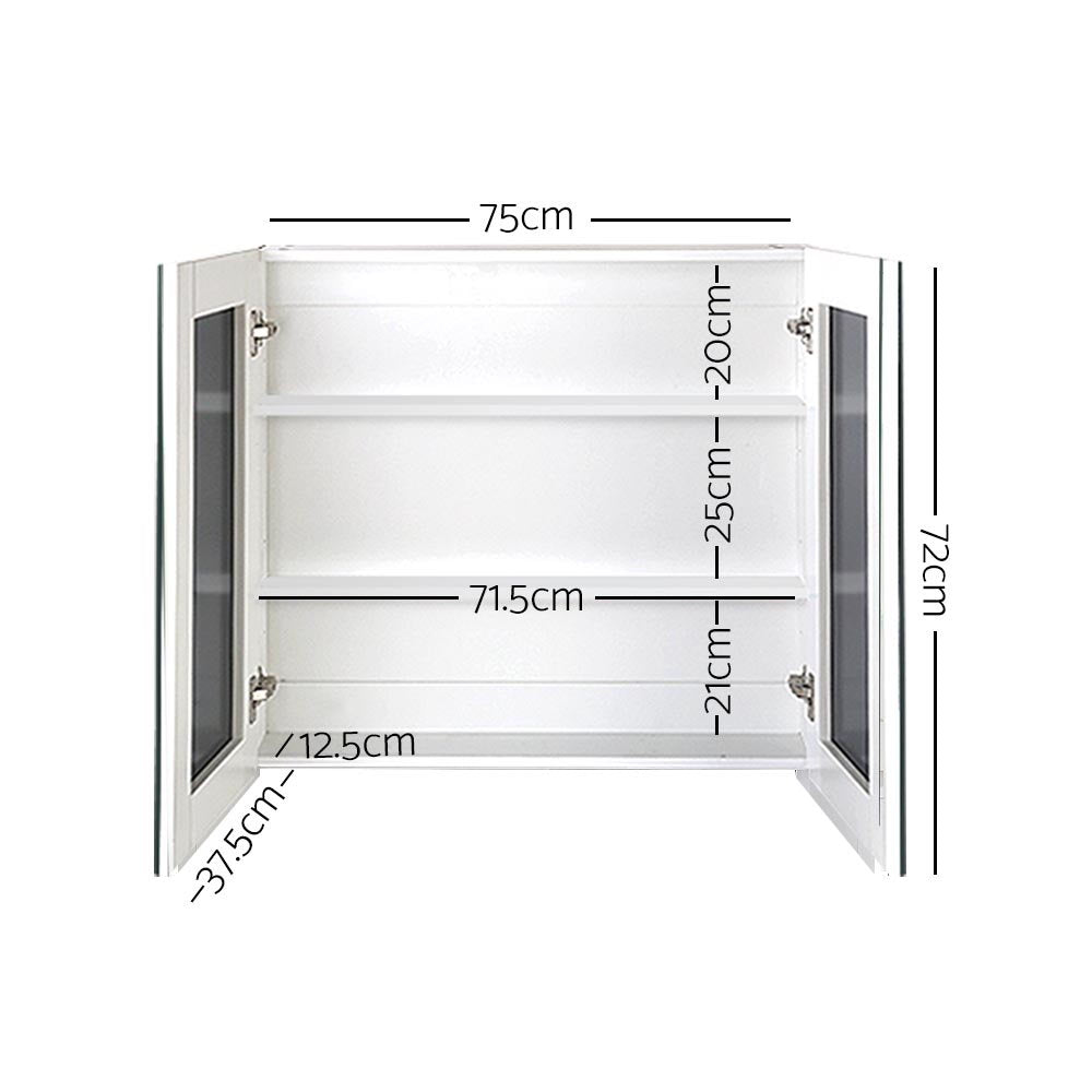 Cape Jaffa 750mm Mirror Cabinet, White