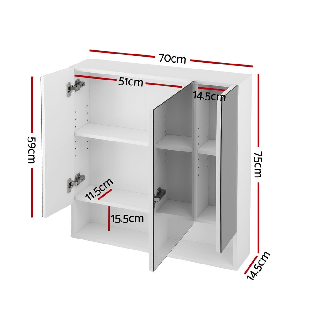 Wandilo 700mm Mirror Cabinet, White