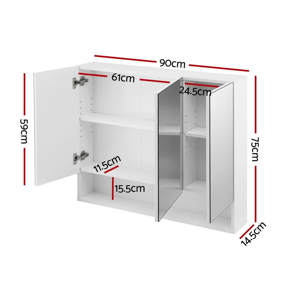 Caroline 900mm Mirror Cabinet, White