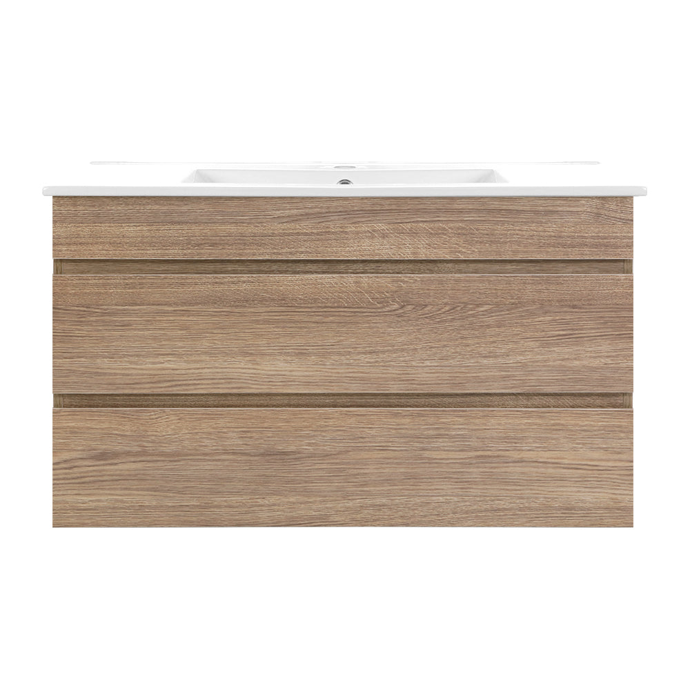 Mount Gambier 915mm wall hung bathroom vanity unit with basin in oak