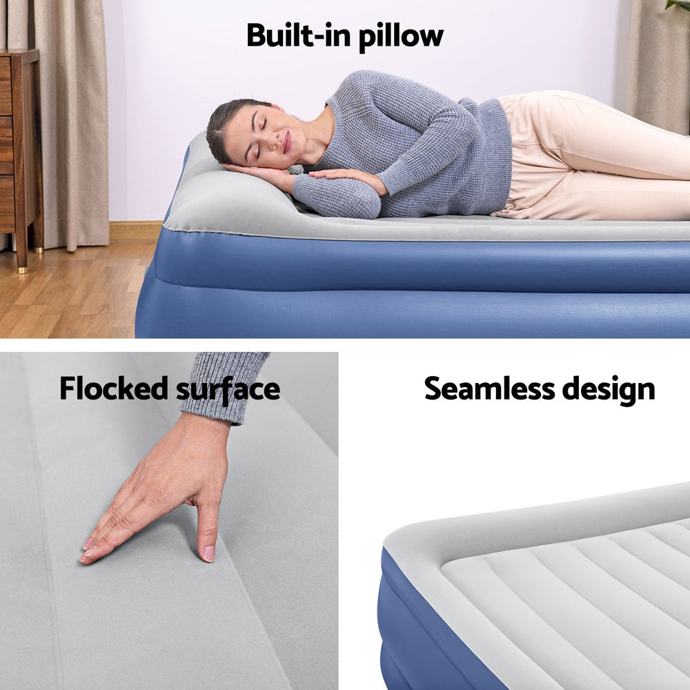 Abraham Air Mattress King, 56cm Inflatable Bed Blue
