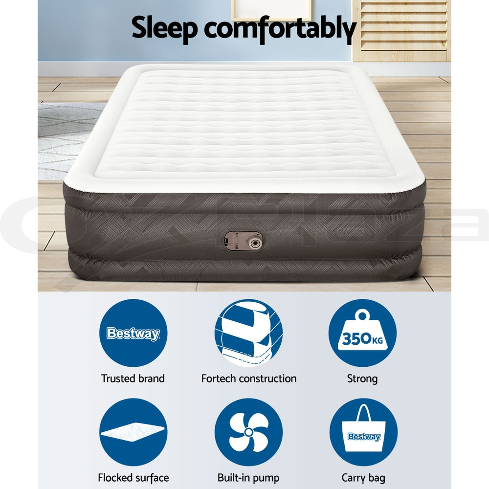 Abraham Air Mattress Queen, 46cm Inflatable Bed Grey