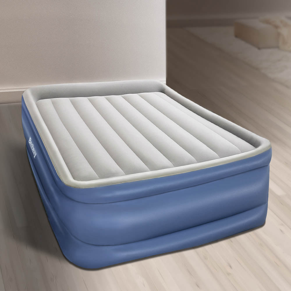Abraham Air Bed Queen, 56cm Inflatable Mattress Navy with Built In Pump