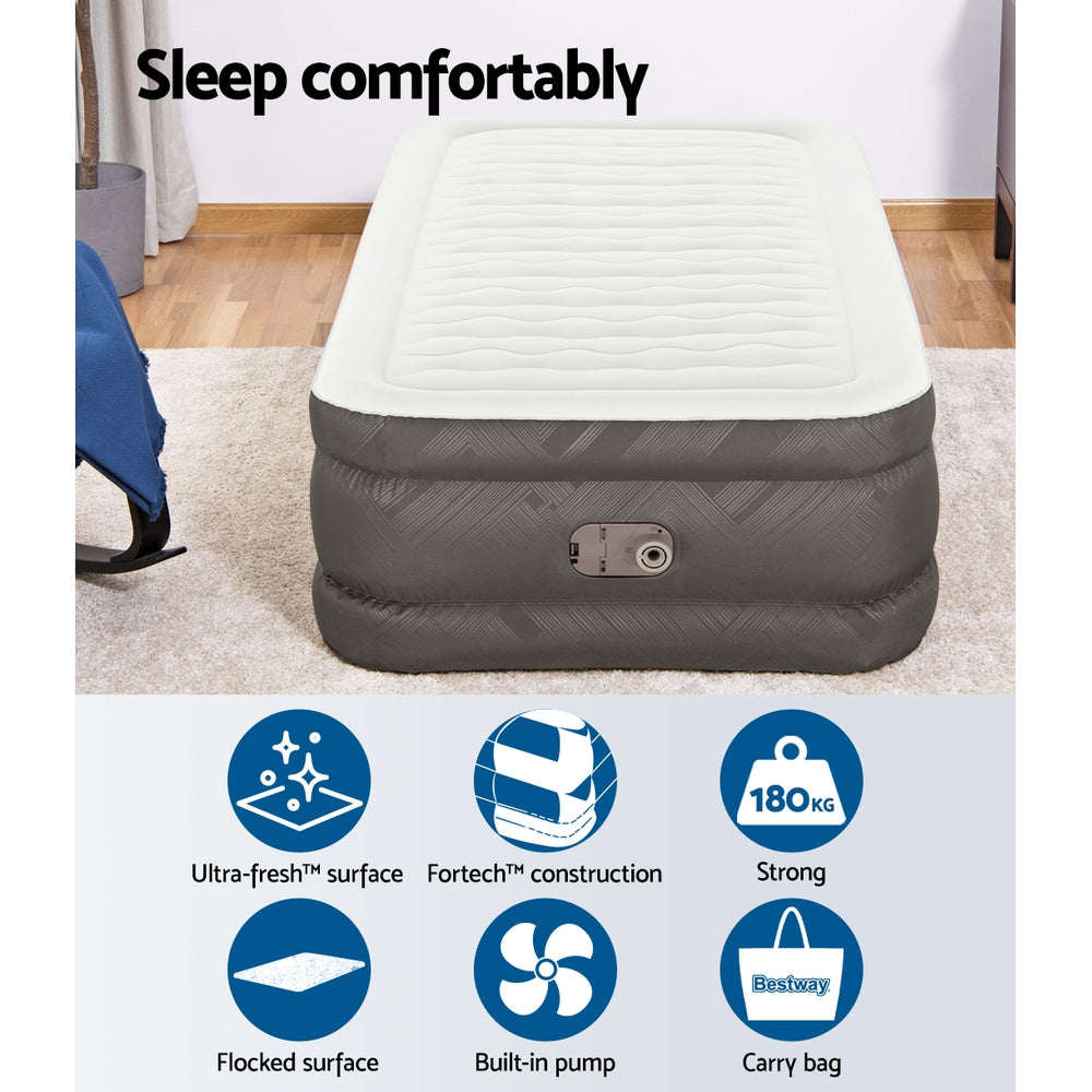 Abraham Air Mattress Single, 46cm Inflatable Bed Grey