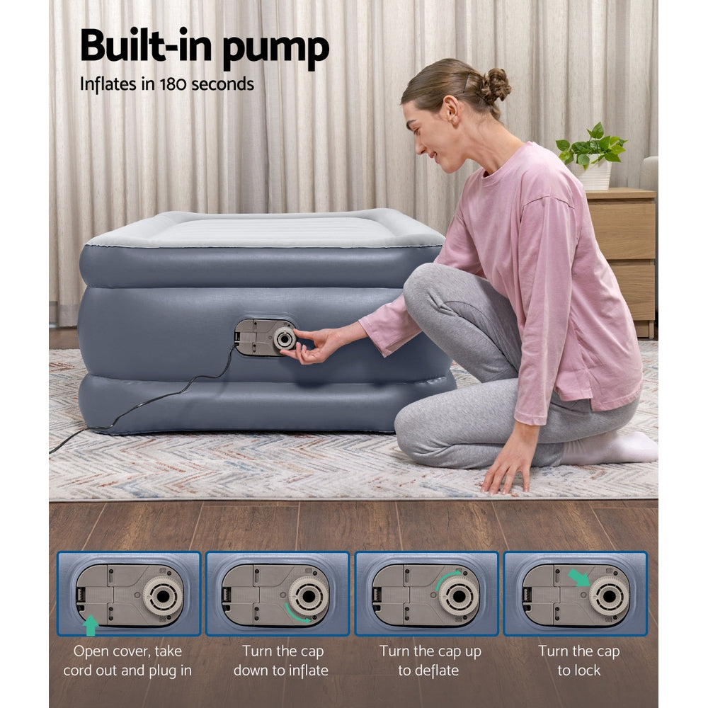 Abraham Air Mattress Single, 51cm Inflatable Bed with Built In Pump