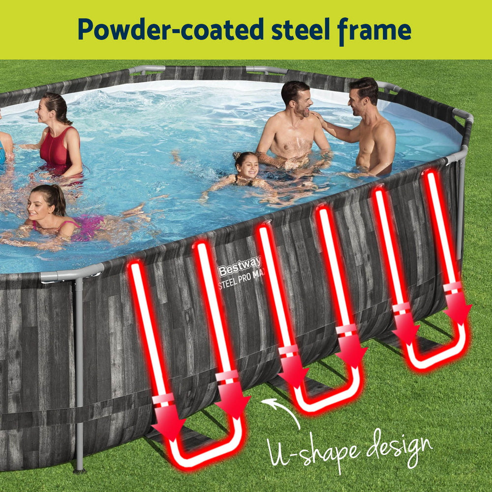 Alcobaca Above Ground Steel Frame Pool Set, 6.1m x 3.66m
