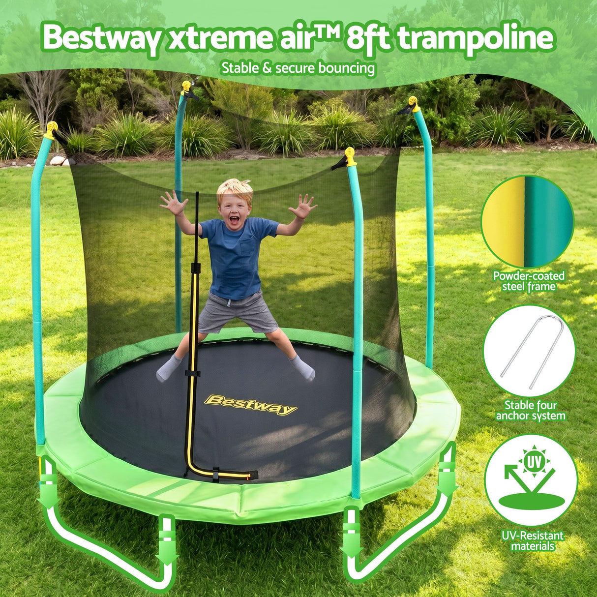 Yeppoon Round Trampoline with Enclosure, 8ft