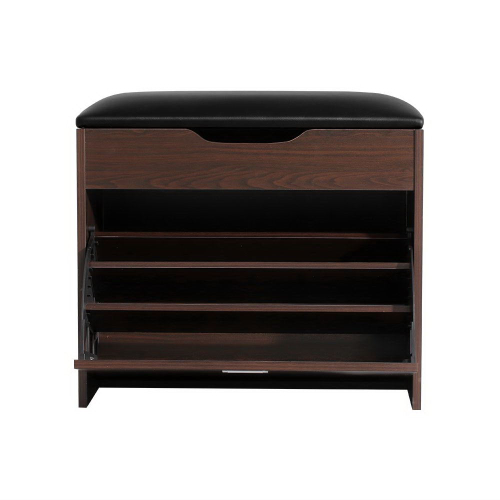 Artiss 3-Tier 15-Pair PU Leather Shoe Storage Bench — White or Walnut — Allure Home Collections