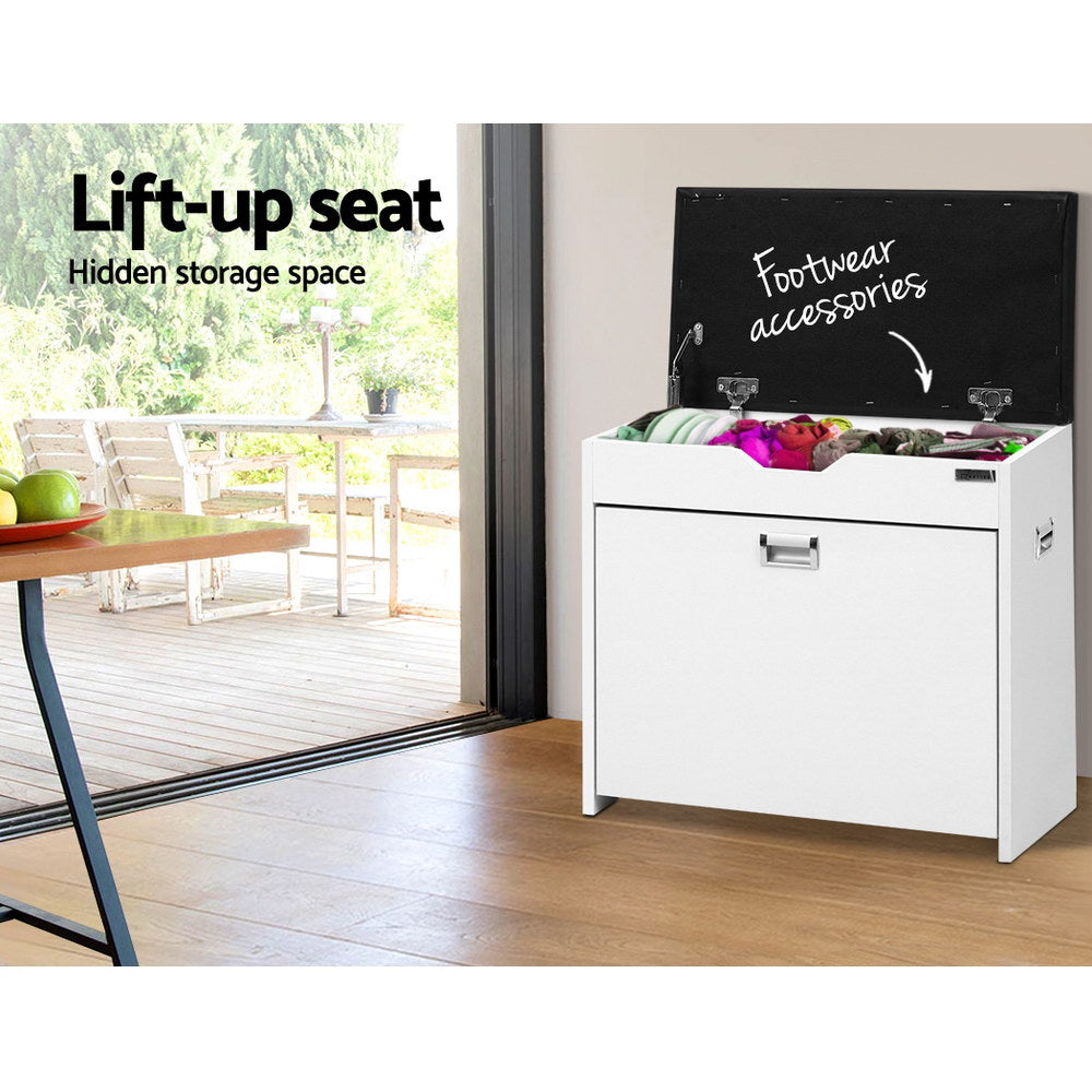 Artiss 3-Tier 15-Pair PU Leather Shoe Storage Bench — White or Walnut — Allure Home Collections