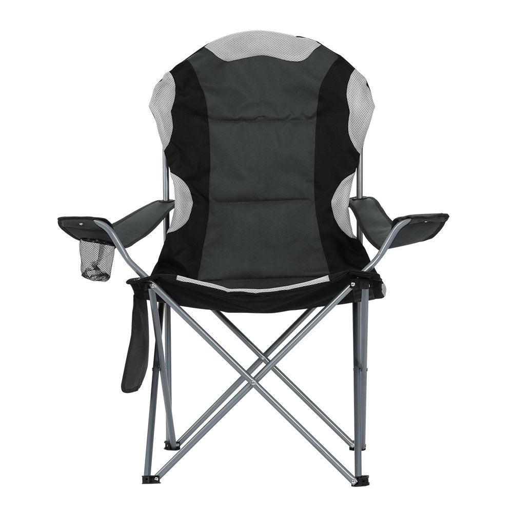 Watarrka Folding Camp Chair with Armrests, Grey 2pcs