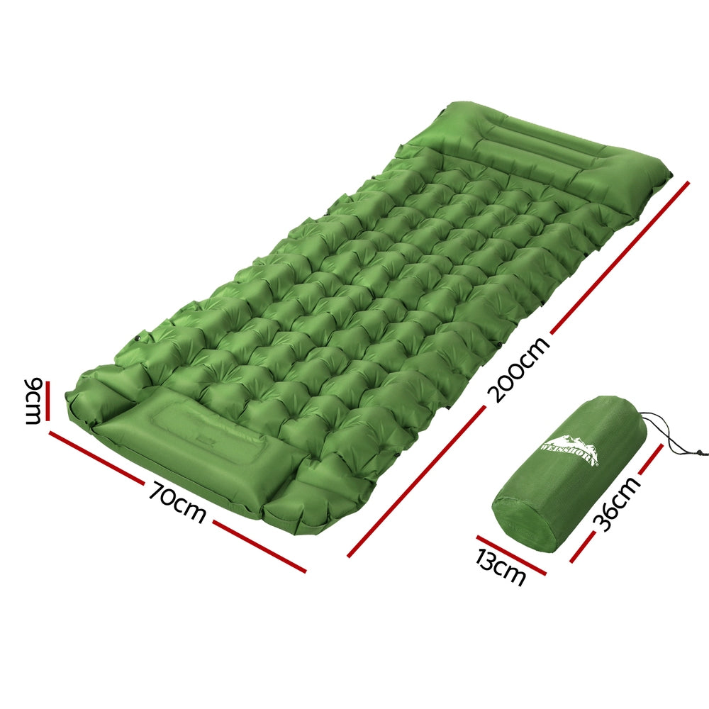 Unwin Self Inflating Mattress, Single 9cm with Pillow Green