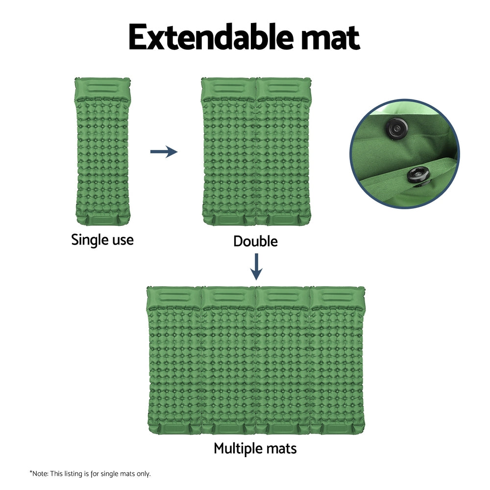 Unwin Self Inflating Mattress, Single 9cm with Pillow Green