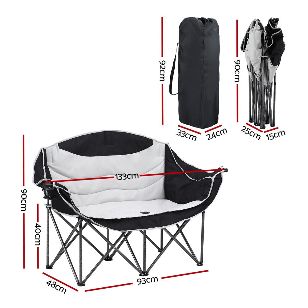 Trephina Double Folding Moon Chair, Two Seater 240kg