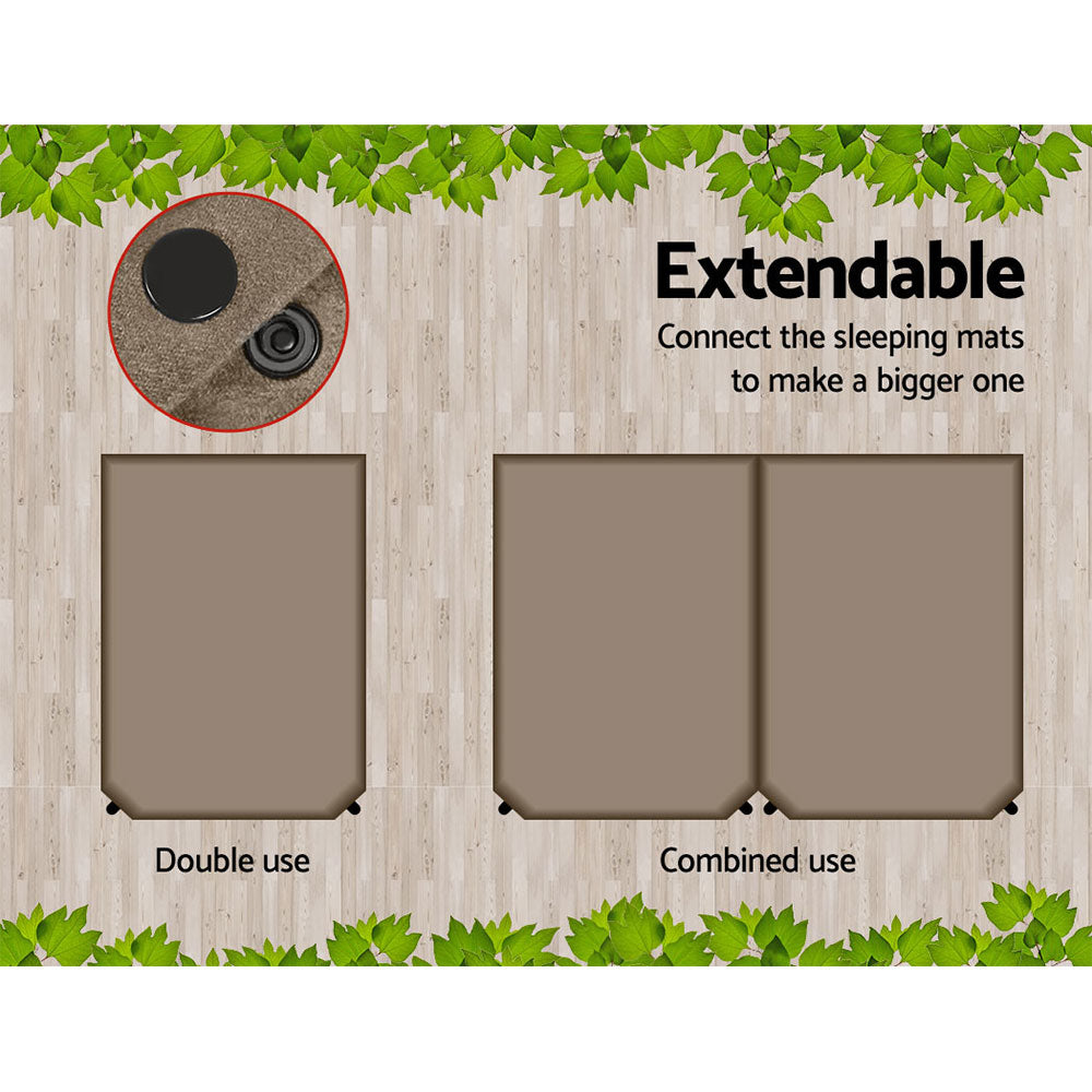 Yoho Self Inflating Camping Mattress, Double 10cm, Coffee