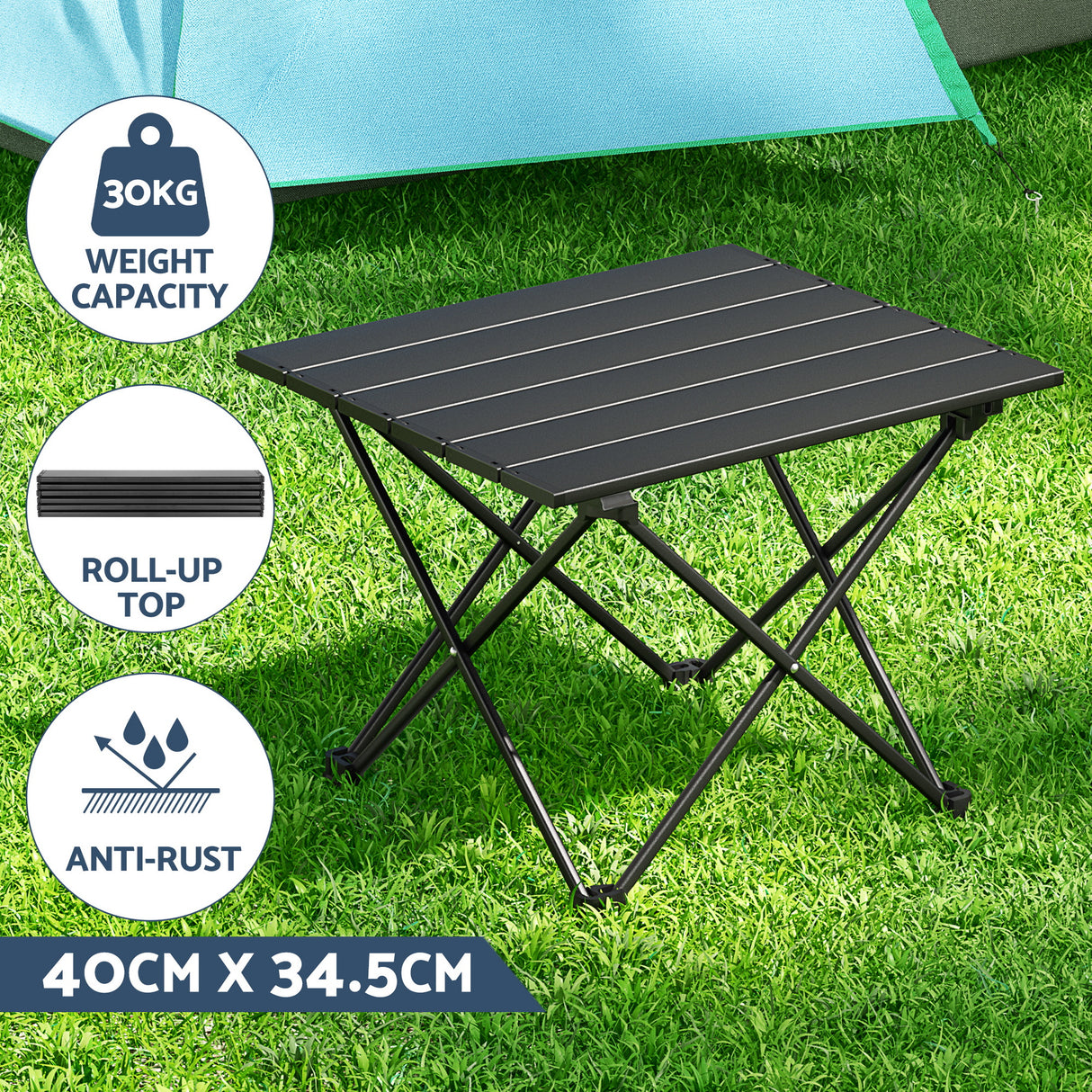 Hermannsburg Folding Camp Table and Chair Set 3pcs, Blue