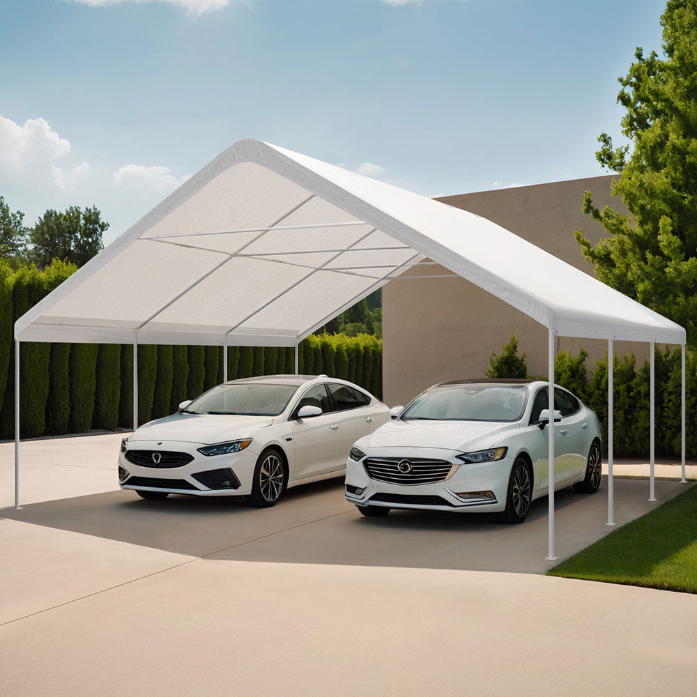Dimension diagram of the 600 x 600 x 356 cm carport canopy