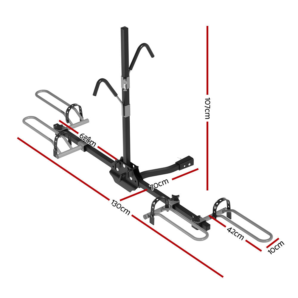 Lokeren Foldable Hitch Mount Bike Rack, 2 Bike, 36kg, Black