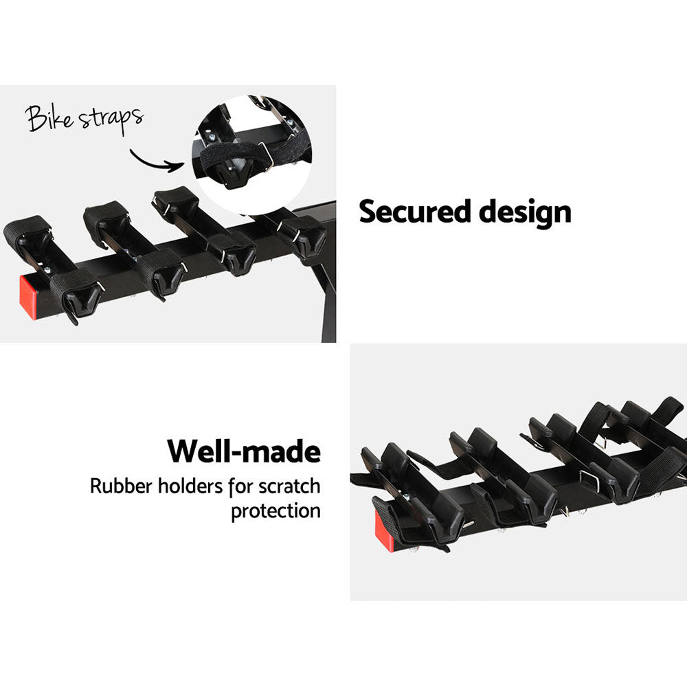 Wevelgem Foldable Hitch Mount Bike Rack, 4 Bike, 60kg, Black